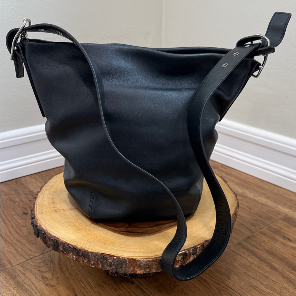 Coach Black Leather adjustable strap Bag